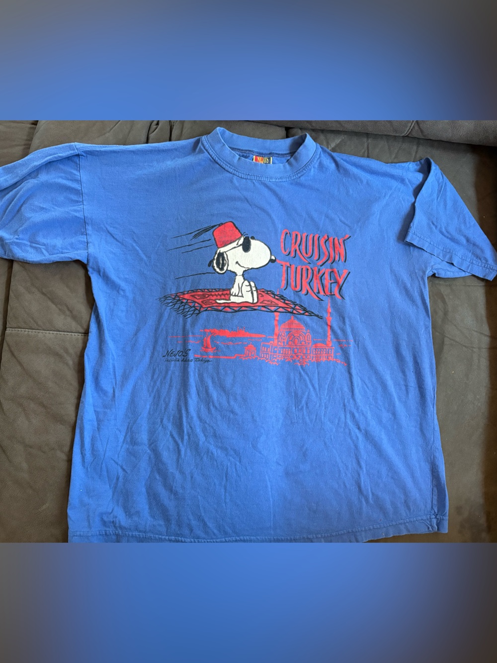 Vintage Blue Snoopy 'Crussin' Turkey' Graphic Tee